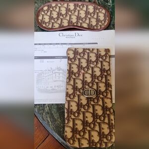 100% AUTHENTIC CHRISTIAN DIOR Brown Diorissimo Sleep Mask & Pouch New W Receipt